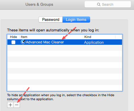 Advanced Mac Cleaner in the list of startup menu