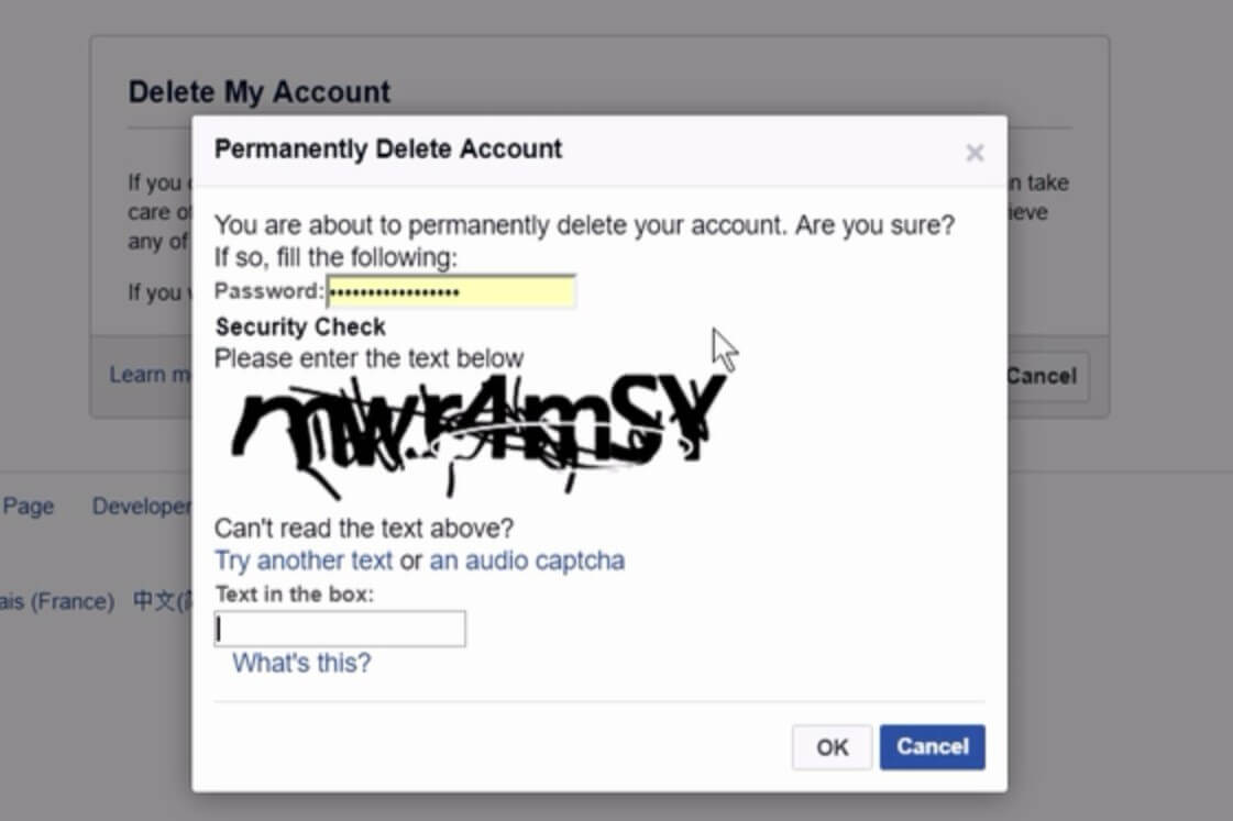 remove facebook page